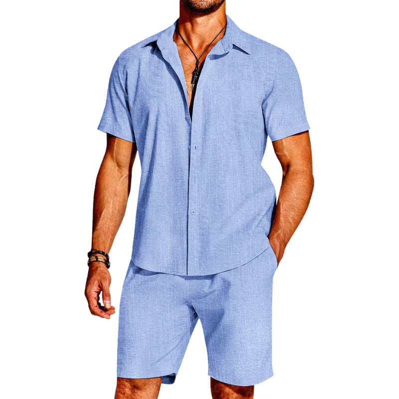 Jacob - Ensemble Décontracté Deux Pièces avec Shorts et Chemise à Manches Courtes