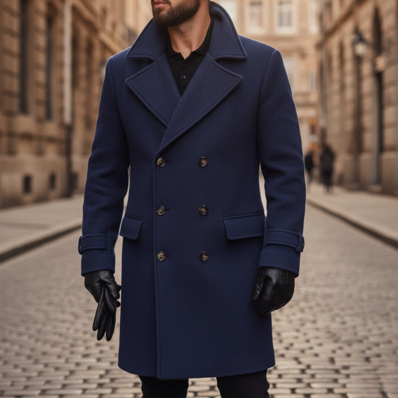 Mark - Long Sleeve Coat With Button Closure And Side Pockets