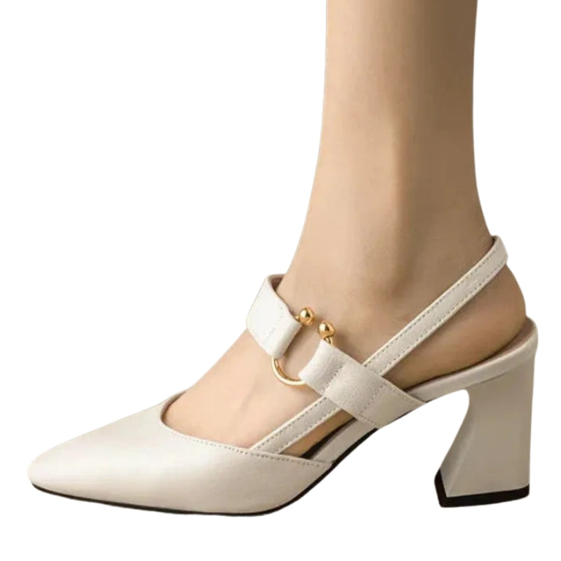 Naomi - Sandale slingback cu vârf ascuțit și toc bloc