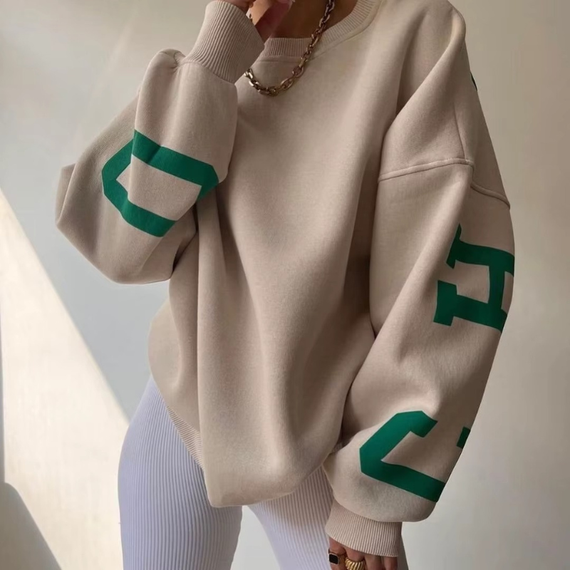 Farrah - Pull oversize à manches longues avec col rond