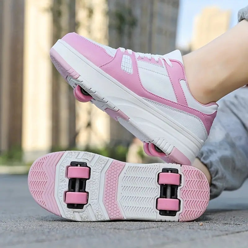 WheelMate – Sneakersy z okrągłym noskiem, sznurowaniem i wbudowanymi kółkami