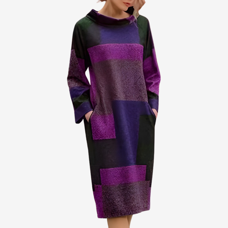 Zola - Long Sleeve Sweater Dress with Side Pockets