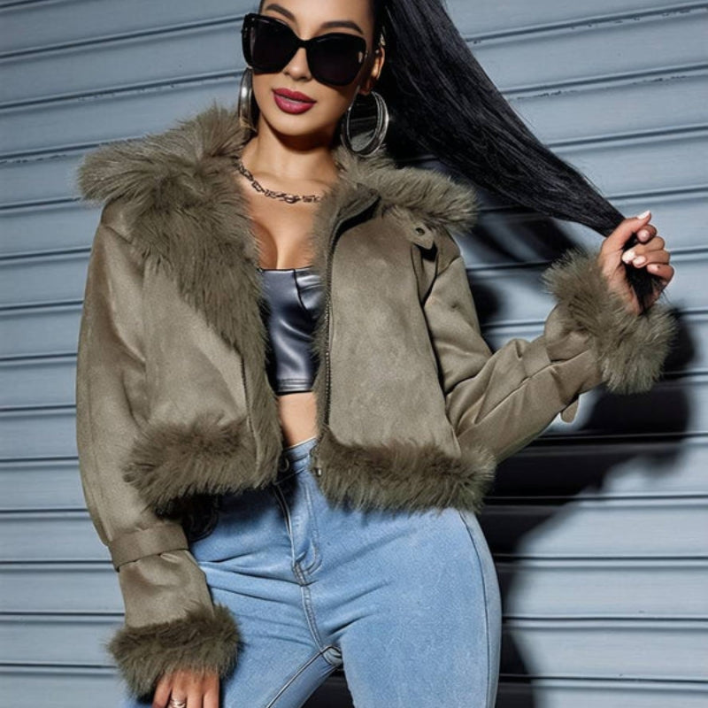 Imogen – Veste à manches longues doublée en fausse fourrure avec poches
