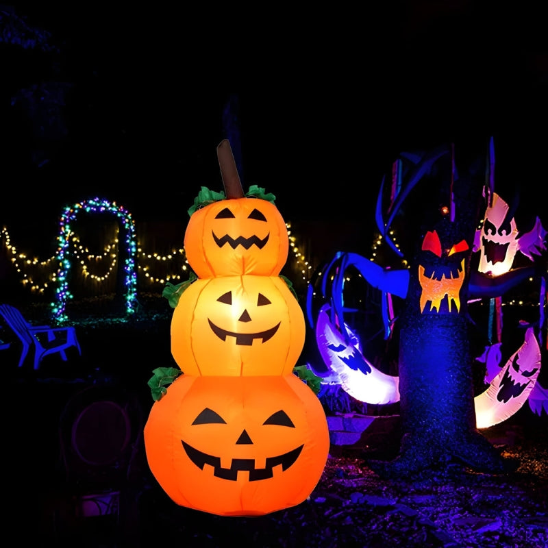 HauntGlow - Nafukovací dýňová dekorace s LED osvětlením na Halloween