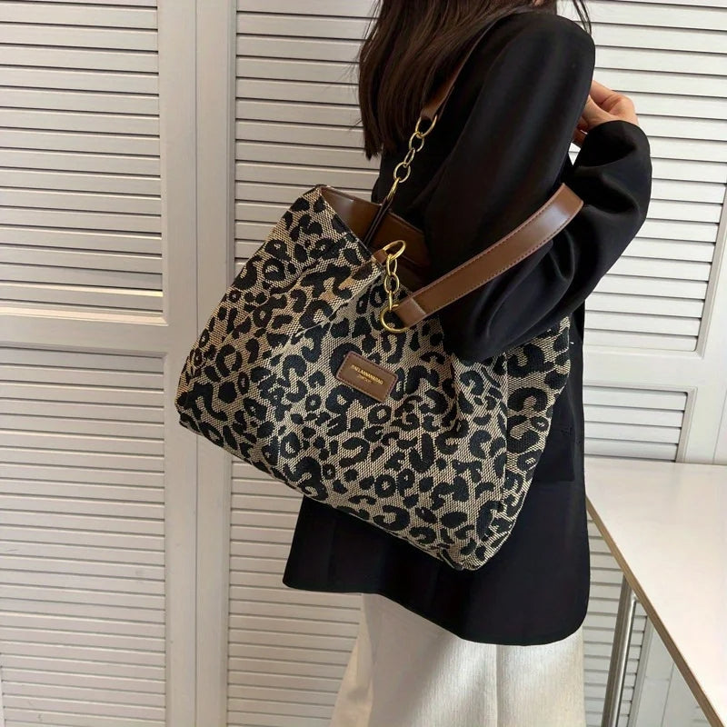 Olivia – Large Capacity Leopard Print Shoulder Bag | Adjustable Strap for Comfortable Wear | Durable Everyday Design | Standard Size | Khaki