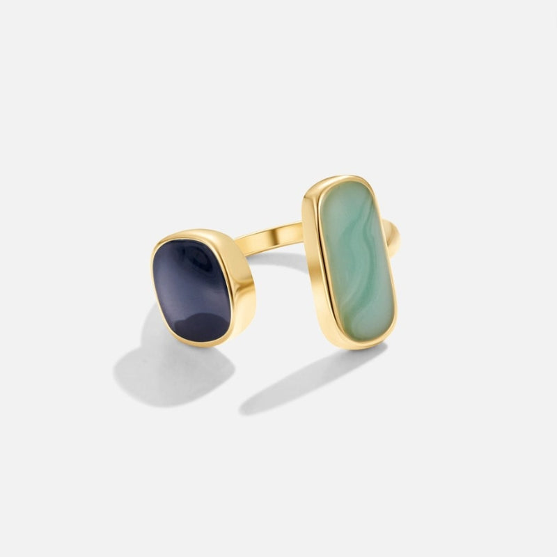 Selina – Elegant wrap ring with two rectangular stones and open fit