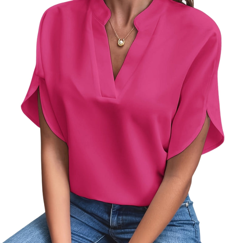 Audrey - V-Neck Blouse with Short Sleeves