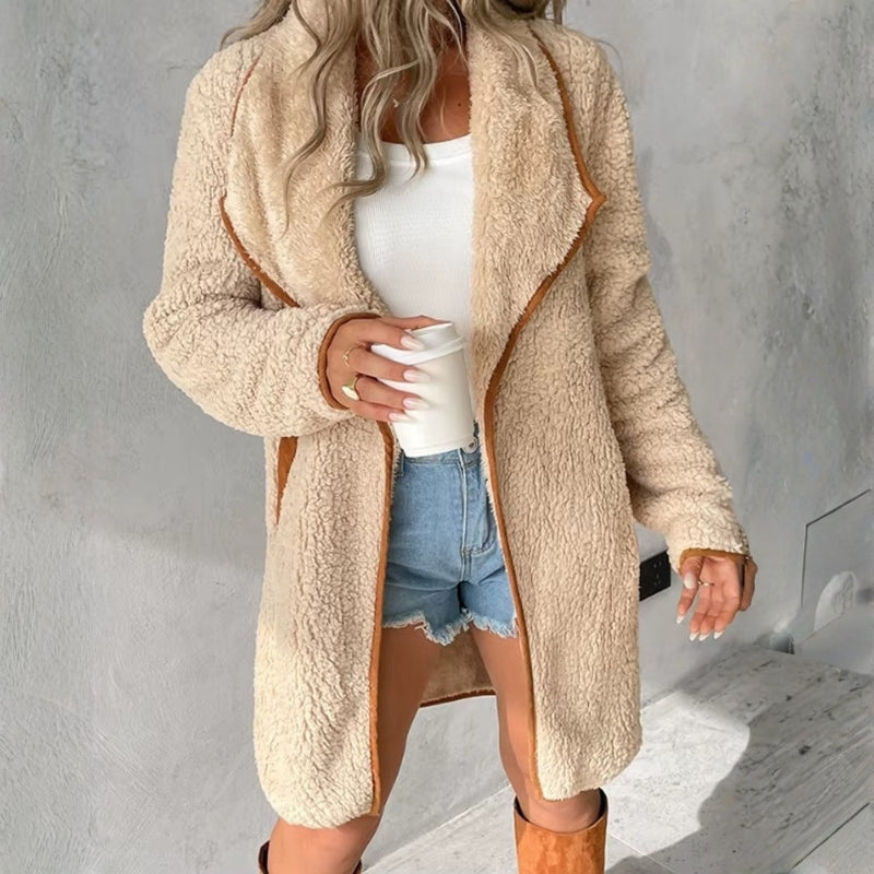 Evelyn - Long Sleeve Coat With Side Pockets And Open Front