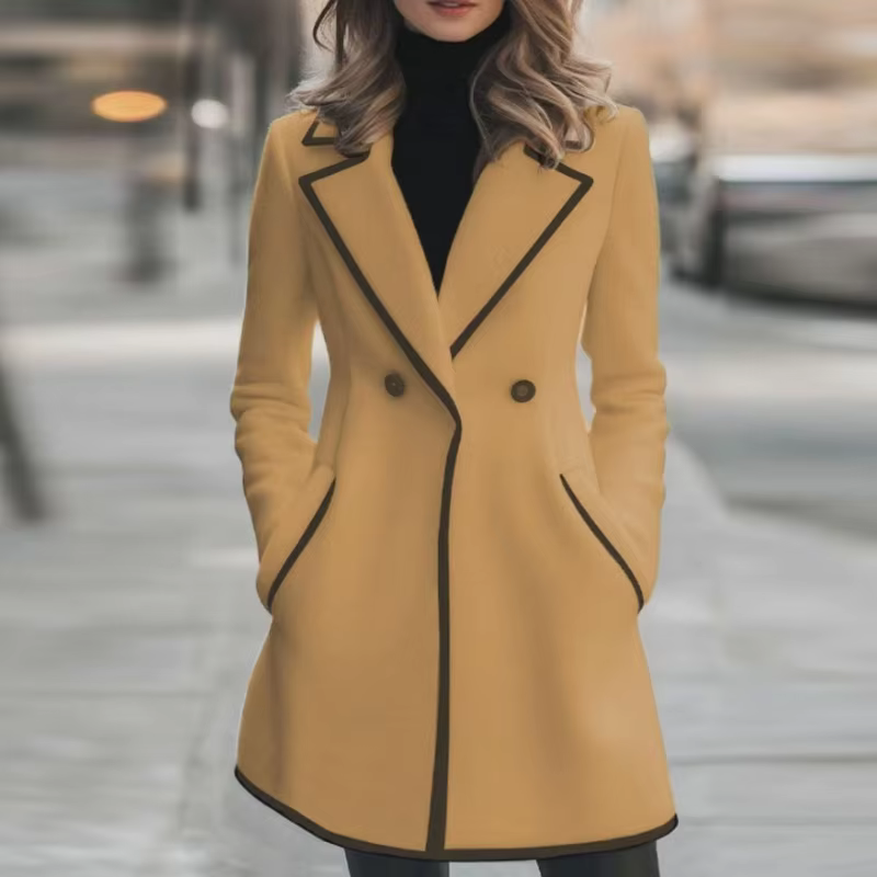 Amara - Long sleeve coat with lapel collar and buttons