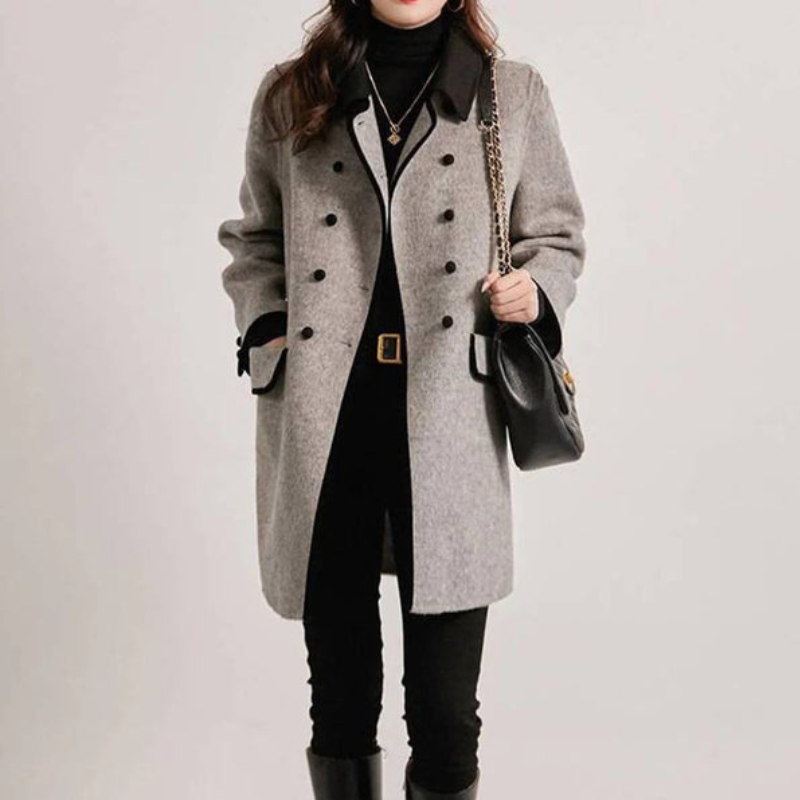 Bethany - Long sleeve coat with turn down collar