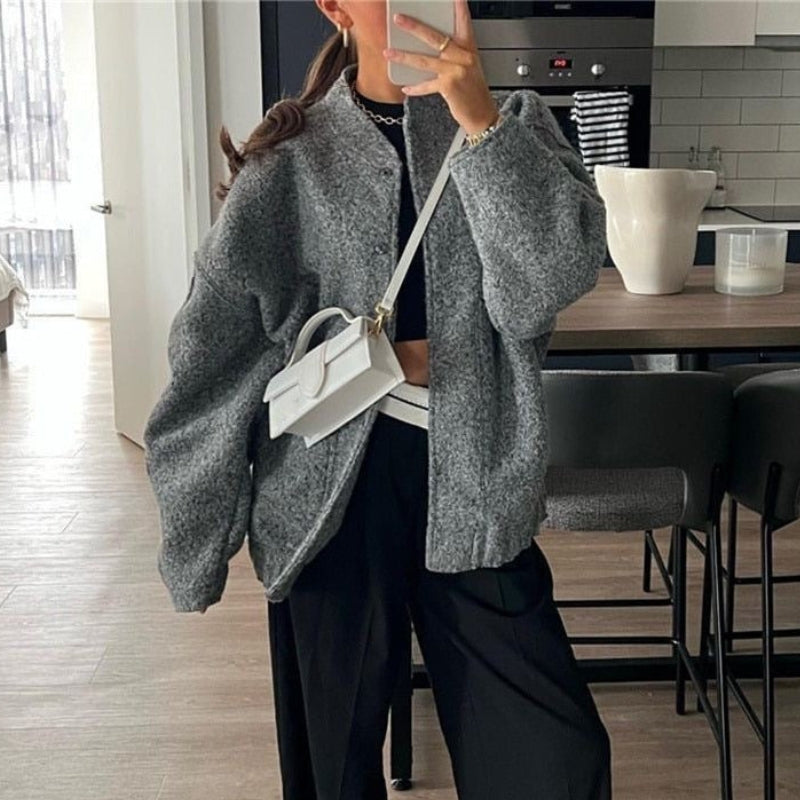 Harper - Long sleeve coat with button closure