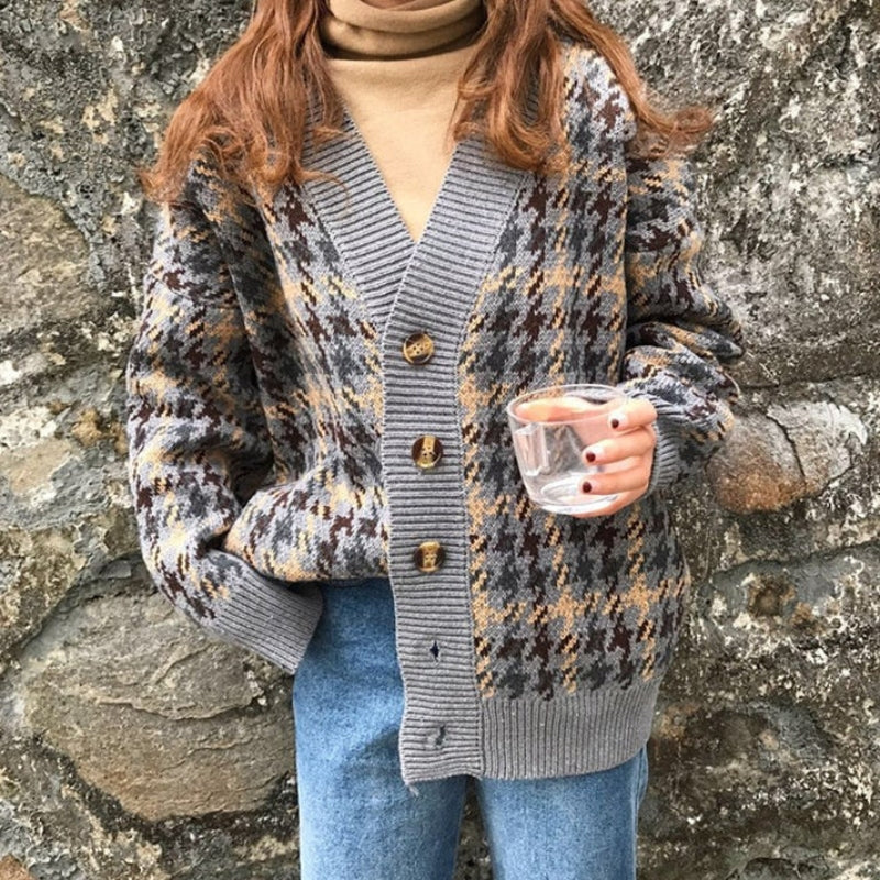Aerin – Cardigan imprimé ample avec col en V et boutons