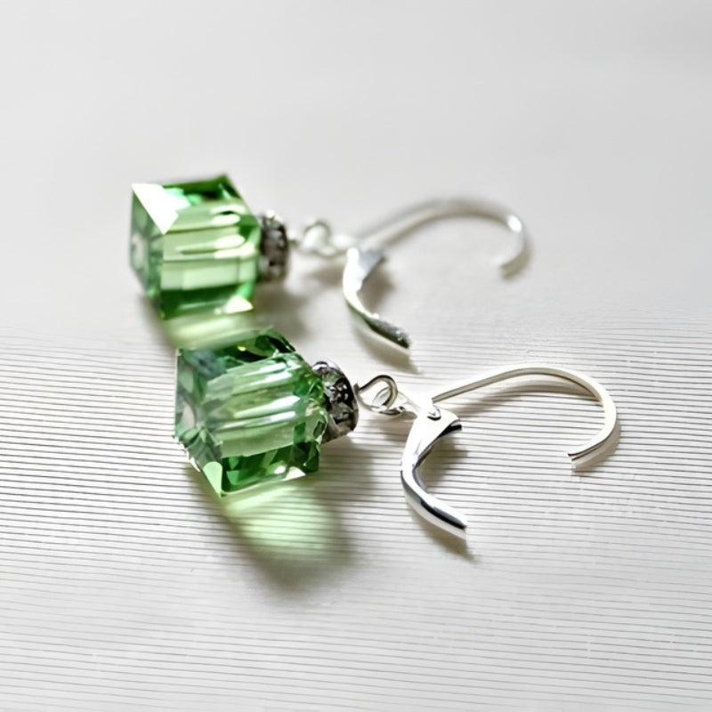 Lina - Dangle Earrings with Square-Shaped Decorative Accent
