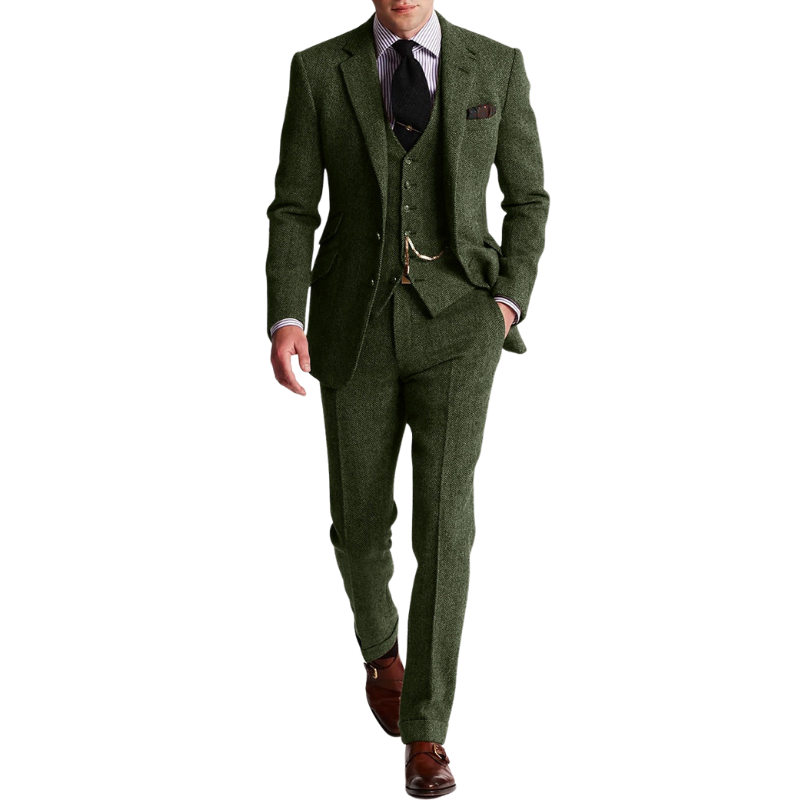James – 3dílný slim fit oblek s dlouhým rukávem a širokými nohavicemi
