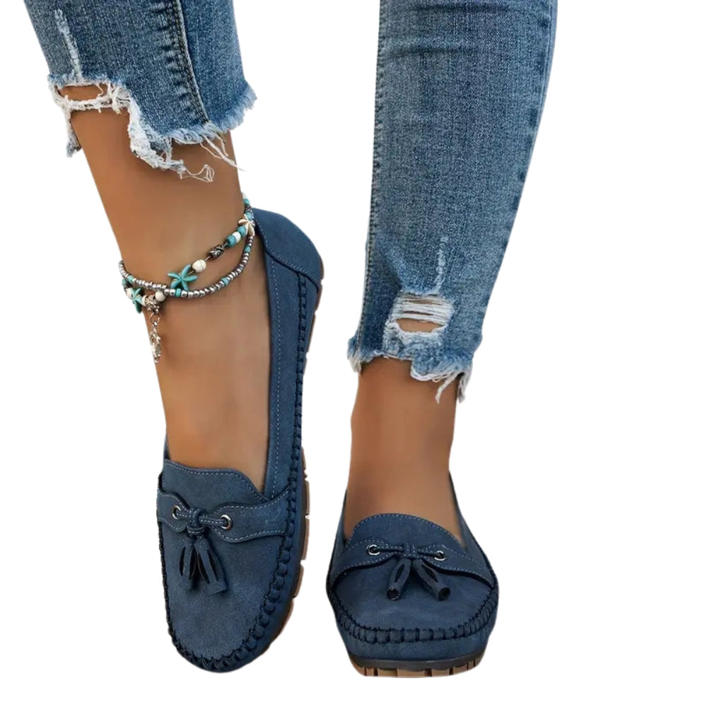 Lila - Modern loafers with decorative bow and non-slip sole