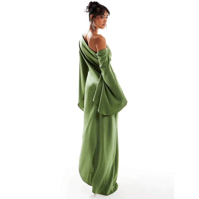 Nancy – One-Shoulder Maxi Dress with Long Sleeve