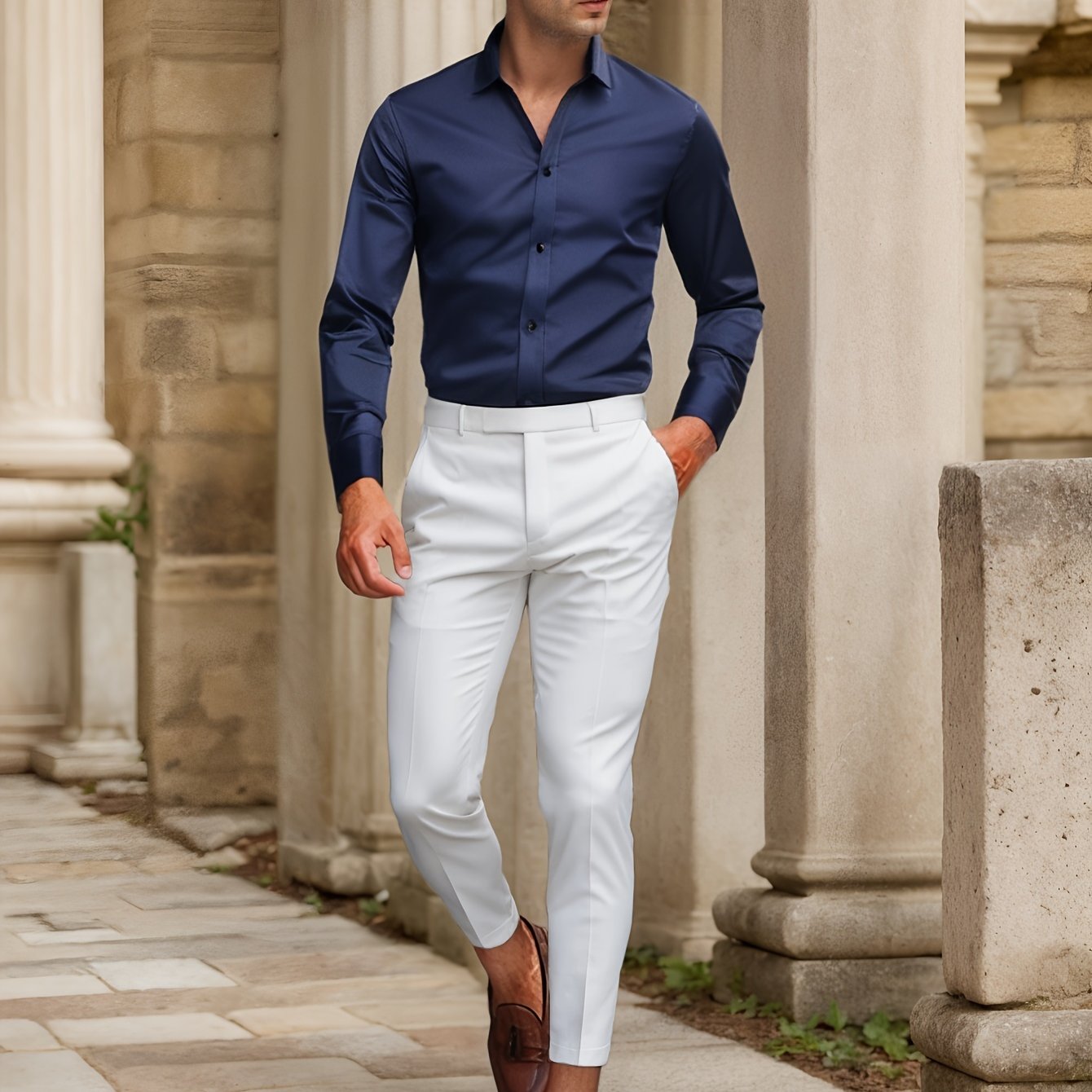 Luca - Slim Fit Shirt with Striped Collar