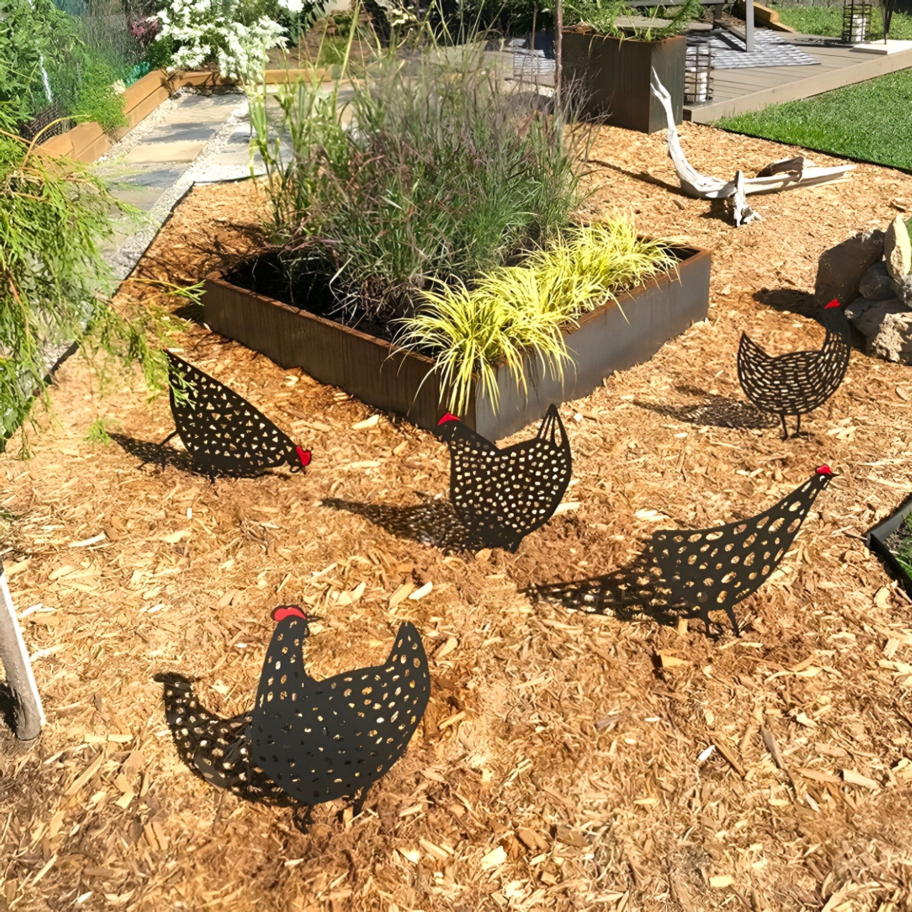CharmingCluck - Famille de poules en acrylique ludique pour décoration de jardin