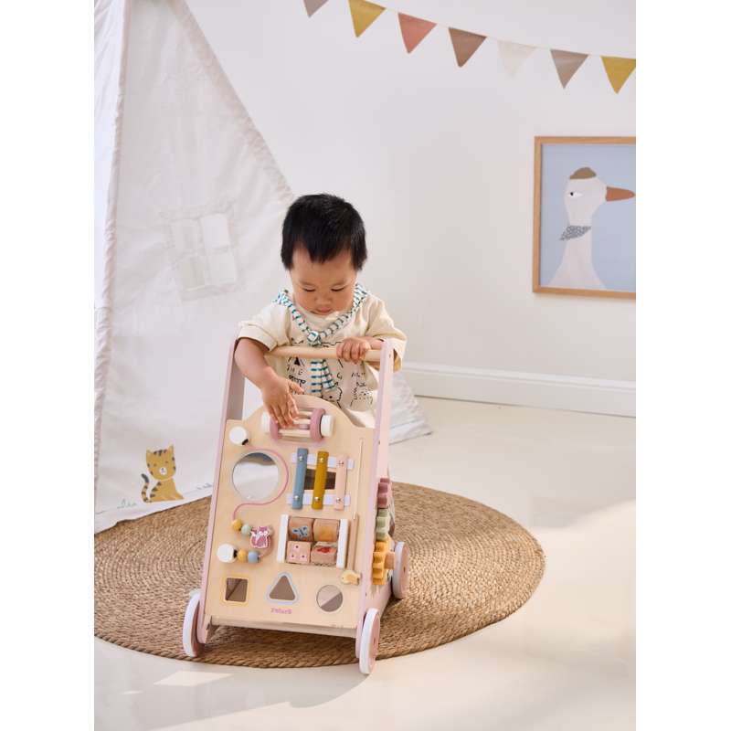 WoodenSteps - Trotteur d'activités avec jouets intégrés et rangement
