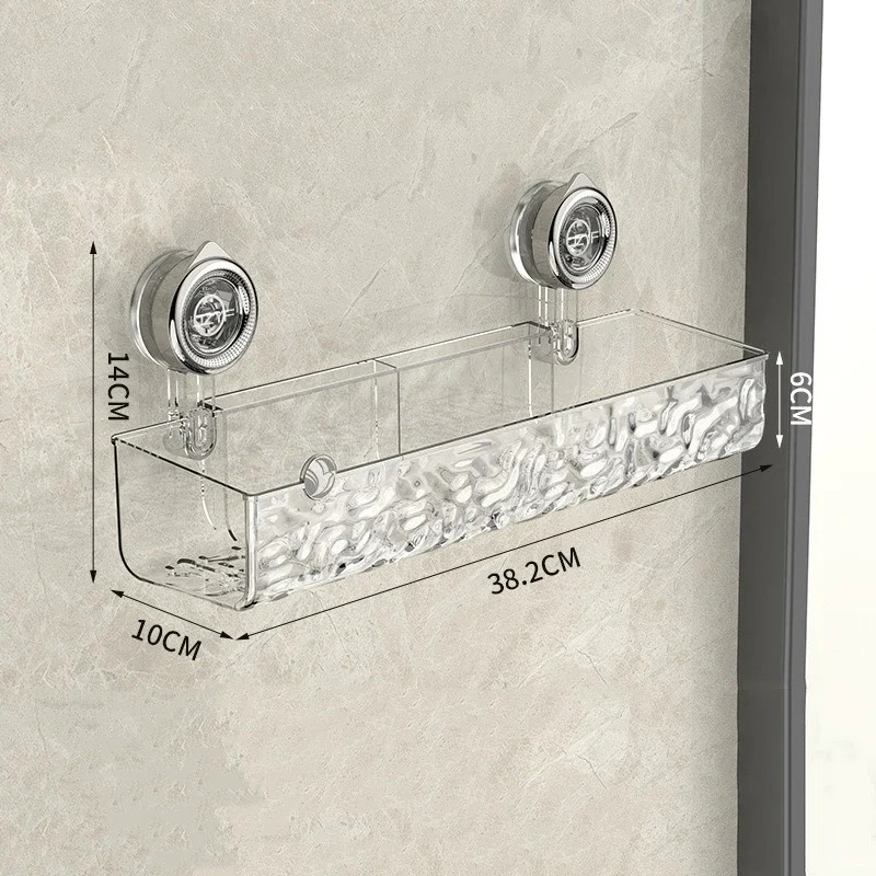 Splashhold - Mensola da bagno a due ripiani con fissaggio a ventosa