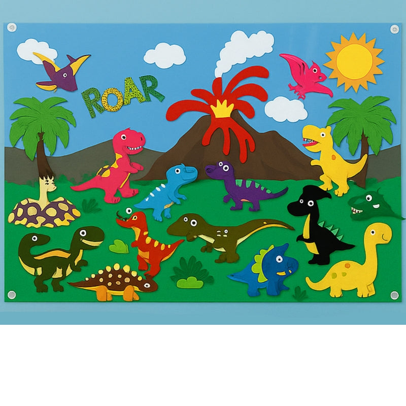 FeltScene – Set of felt boards with movable animal motif and background layout
