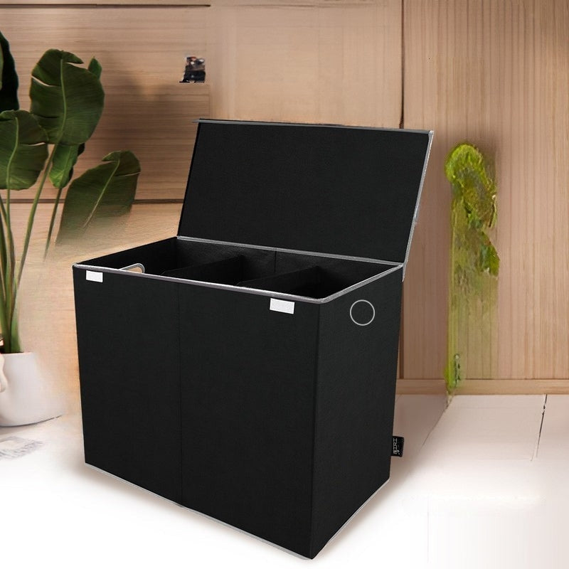 SortMate - Coș de rufe modern cu 3 compartimente separate și capac rabatabil