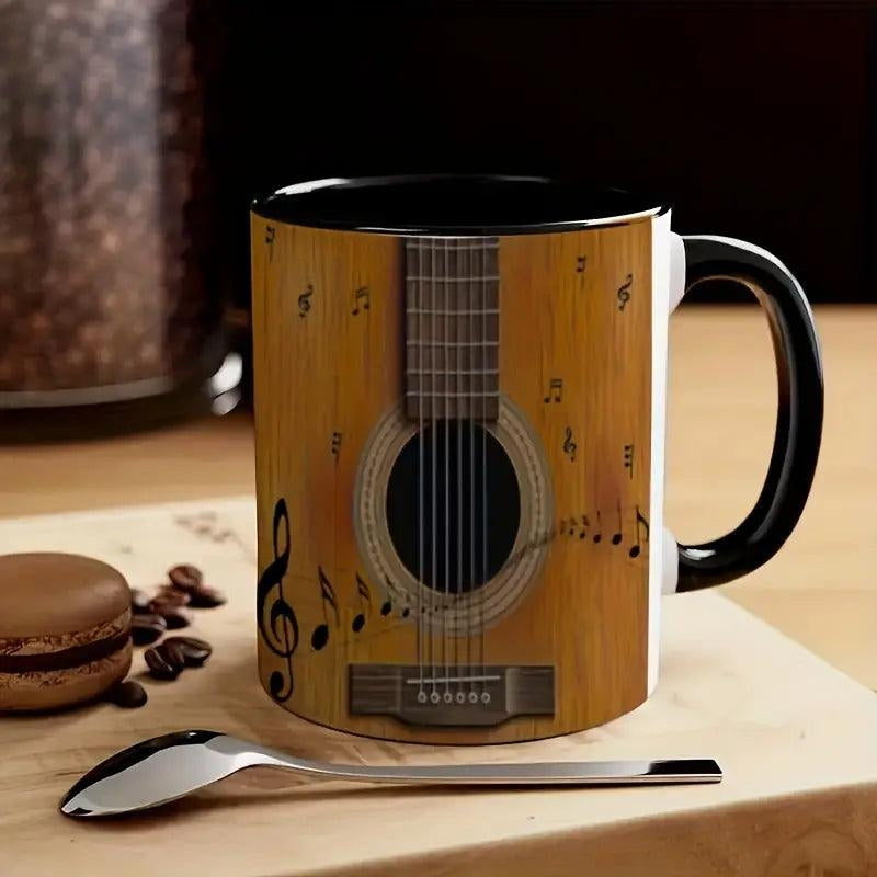 StrumSip – Tasse à café avec anse et thème inspiré de la guitare