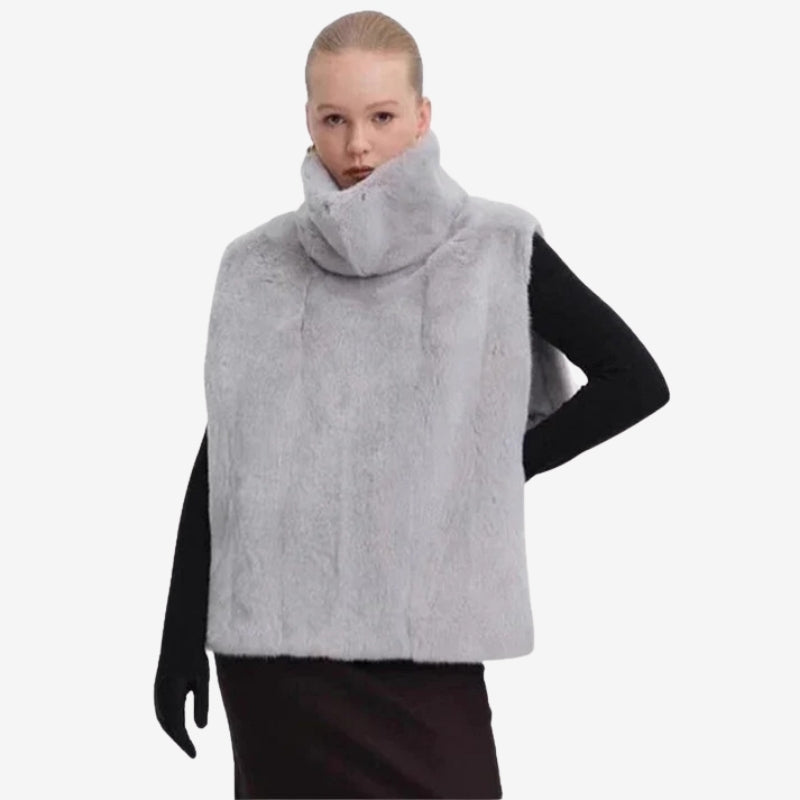 Isola – Cardigan fără mâneci, lejer, cu guler înalt
