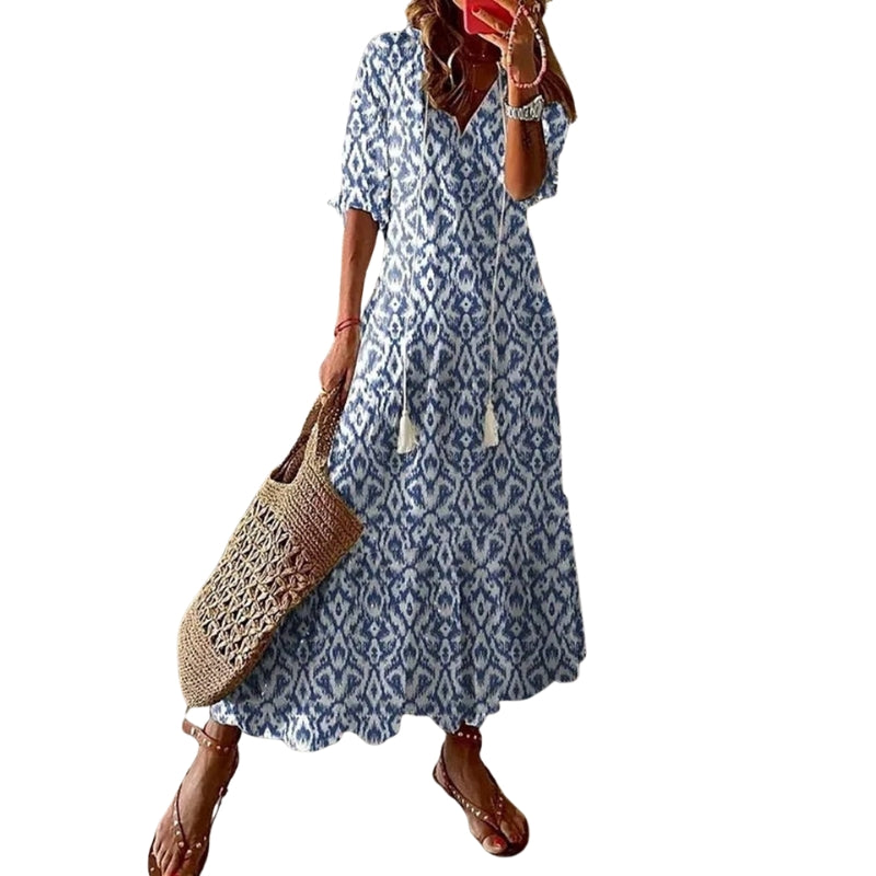 Caroline – Rochie casual cu imprimeu floral și decolteu în V flatant