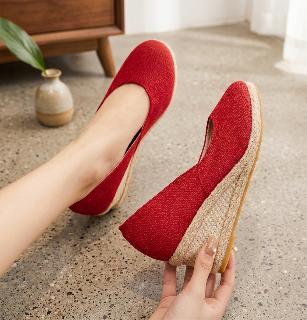 Delilah – Talons compensés élégants à bout ouvert et plateforme tressée