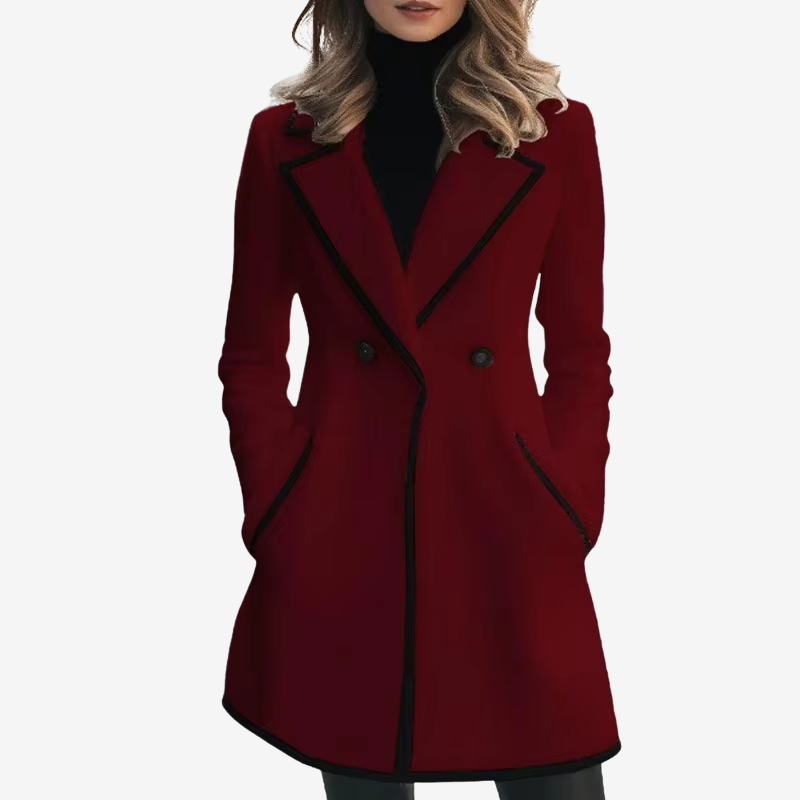 Amara - Long sleeve coat with lapel collar and buttons