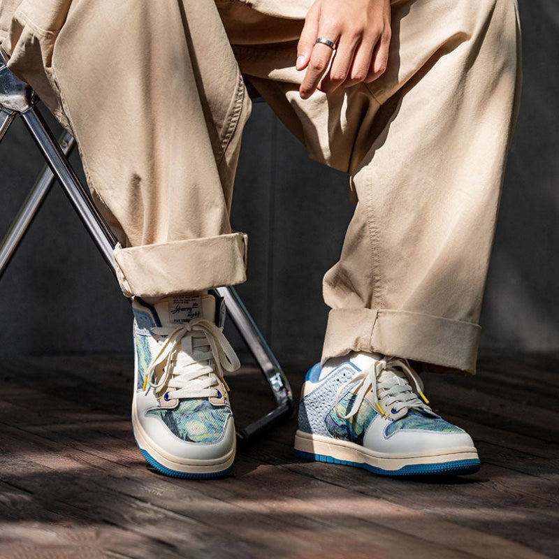 Paul – Sneakers with Printed Flat Sole and Round Toe