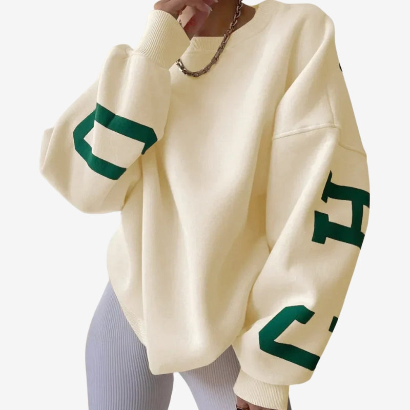 Jade - Long sleeve oversized sweater with round neck
