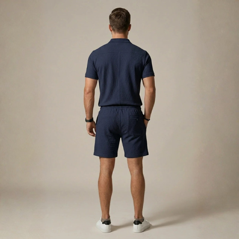Set da uomo composto da polo a 2 pezzi e pantaloncini con coulisse