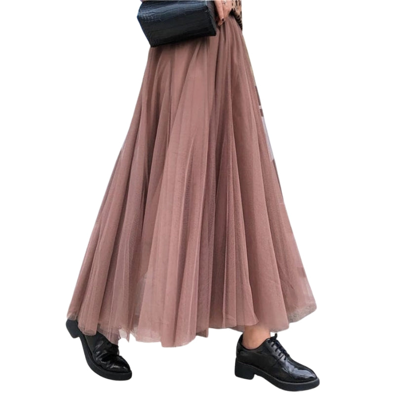 Elara - Mid-Calf Skirt with High Waist and A-Line Silhouette