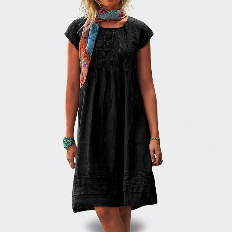 Diana - Mini Dress with Round Neck and Short Sleeves