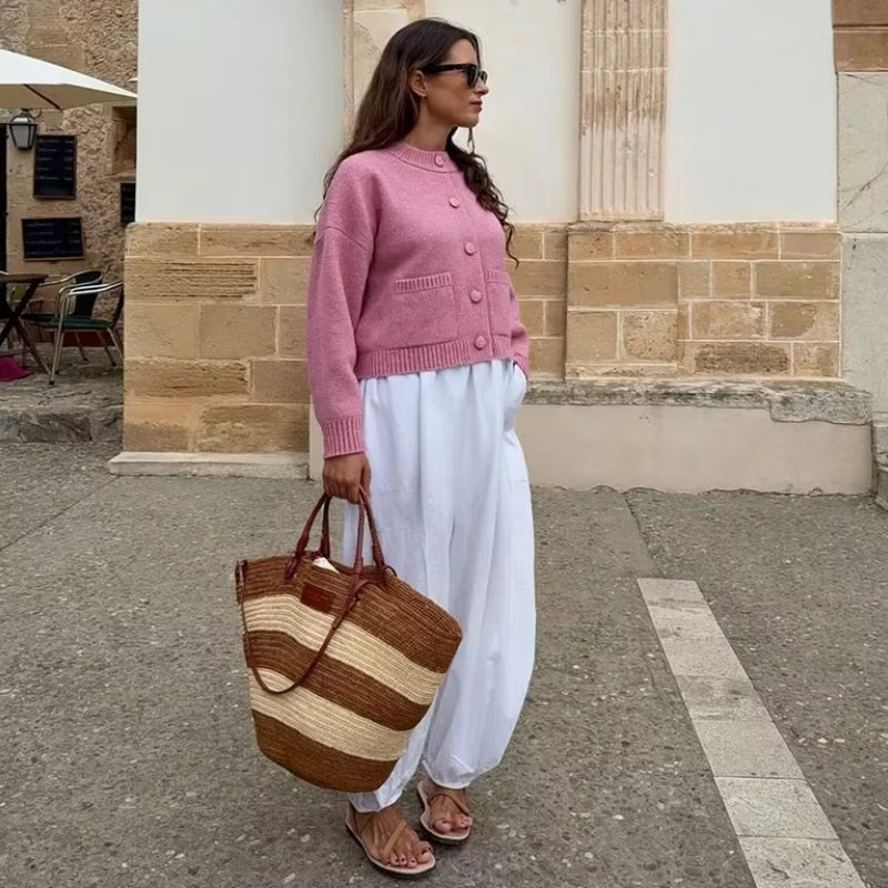 Myrthe – Cardigan à manches longues avec fermeture à boutons