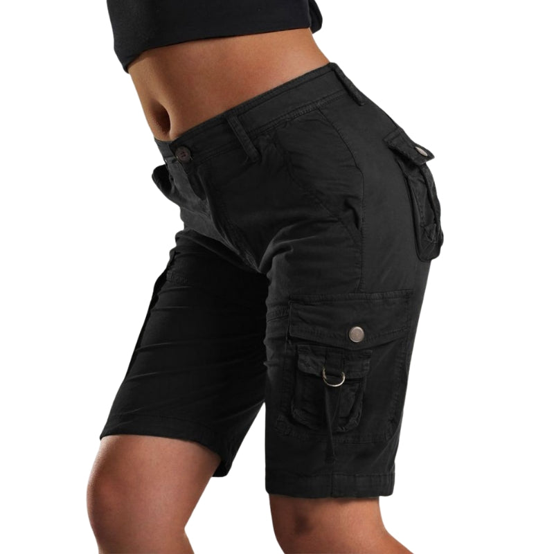 Lena – Pantaloncini Cargo Donna Flessibili con Vita Regolabile e Tasche Portaoggetti