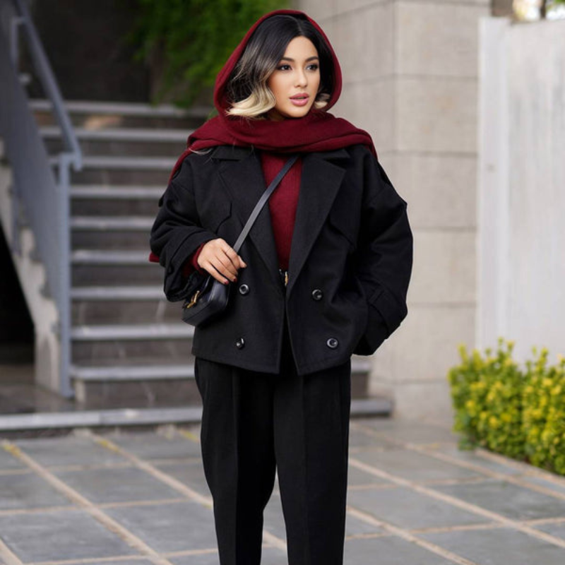 Athena - Cappotto a maniche lunghe con colletto a rever