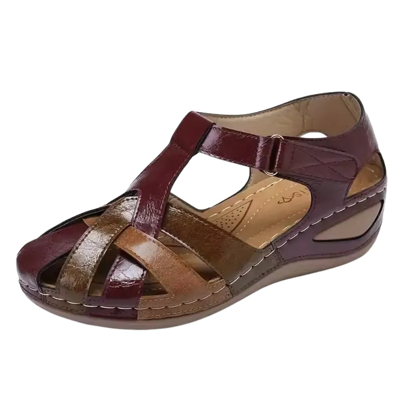 Lena - Sandales compensées à bout rond avec fermeture velcro