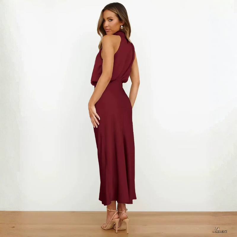 Robe maxi femme à épaules dénudées avec design sans manches