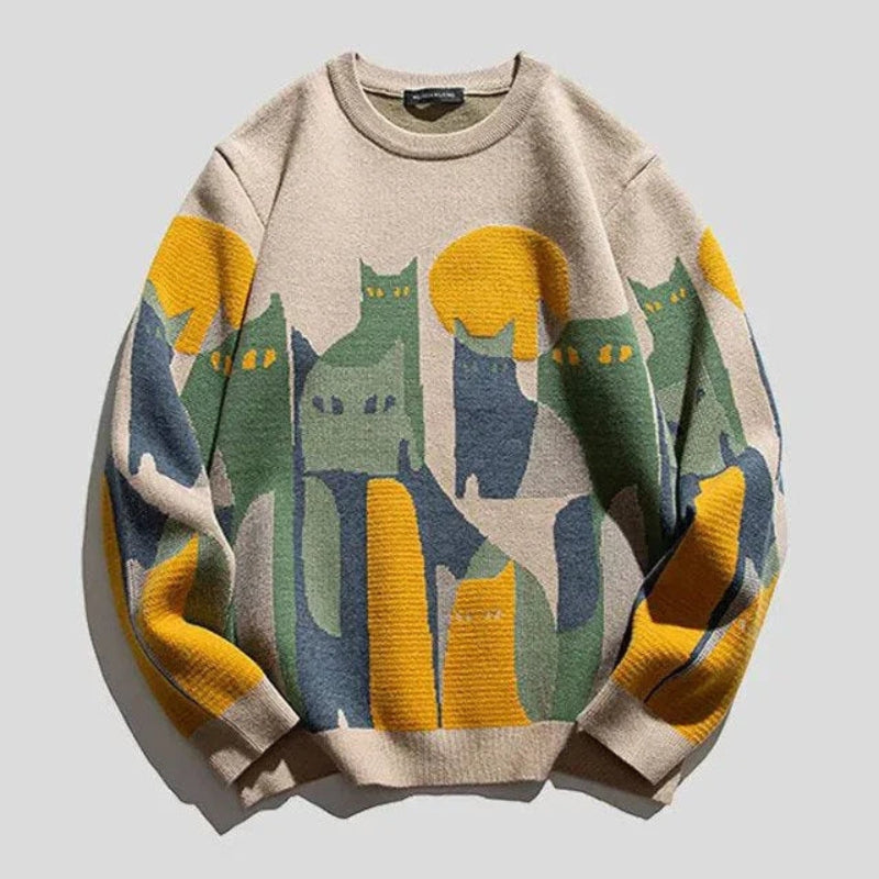 Tobias - Pulover supradimensionat cu mâneci lungi și design imprimat