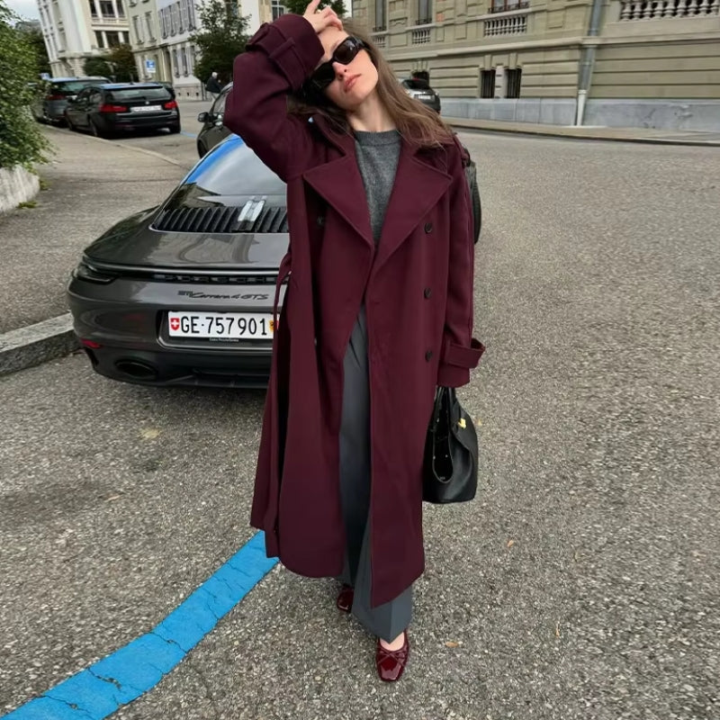 Lisa – Kabát s dlouhým rukávem, páskem v pase a knoflíkovými detaily