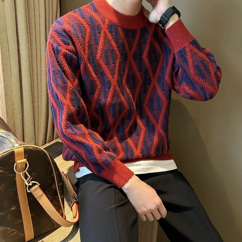Michael – Long Sleeve Printed Sweater With Round Neck