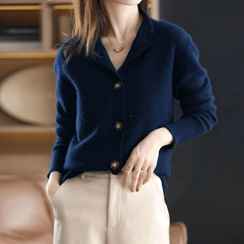 Lacey - Kardigan z długim rękawem i zapięciem na guziki | Standardowy krój do codziennego noszenia | Rozmiary XS–3XL | Beżowy, Khaki, Brązowy, Niebieski, Czarny