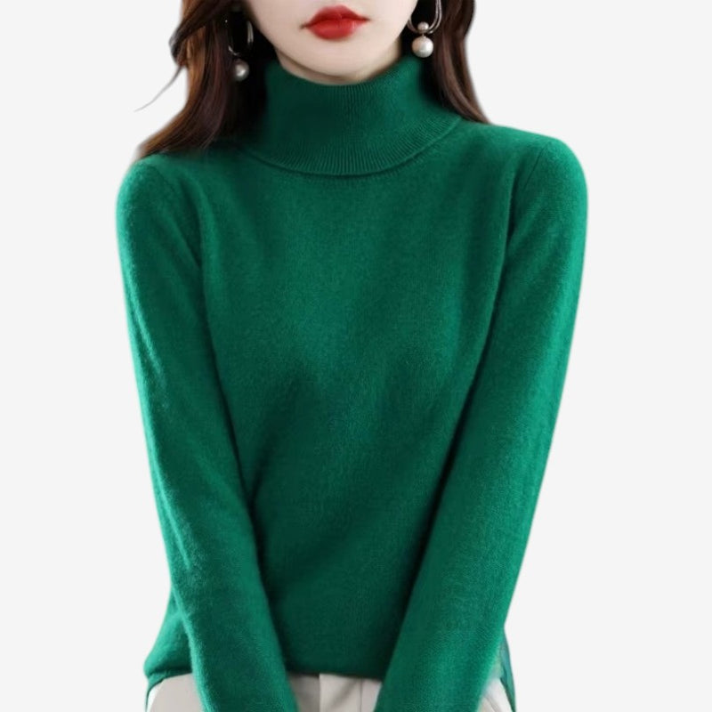 Kiara - Long sleeve turtleneck sweater with ribbed hem and cuffs | easy to put on and remove | sizes S–2XL | blue, green, white, purple, red, grey, brown, khaki, pink, orange, black, light blue