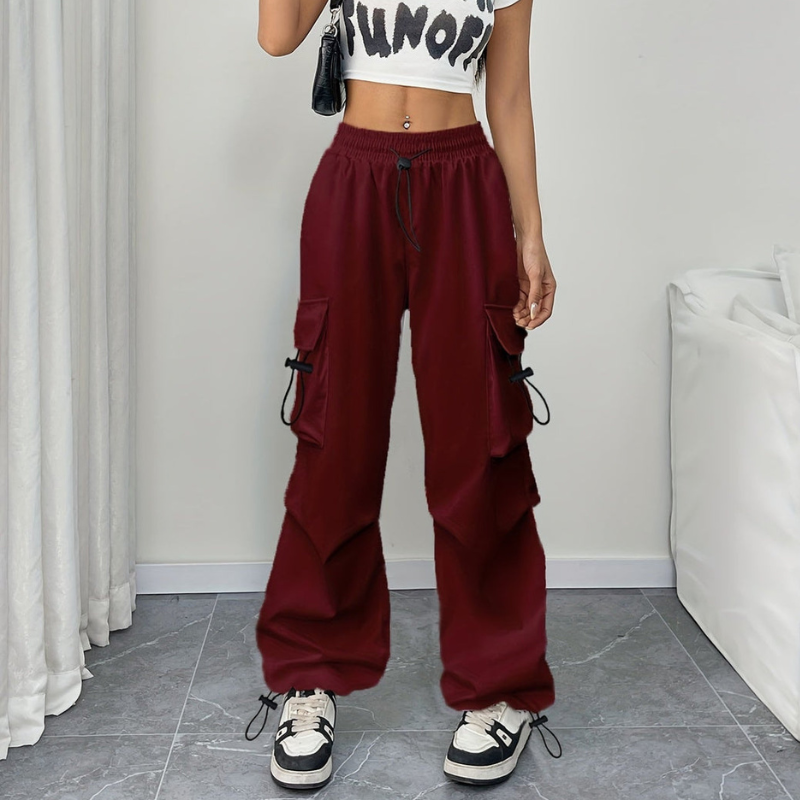 Women’s Wide-Leg Pants with Elastic Drawstring Waist