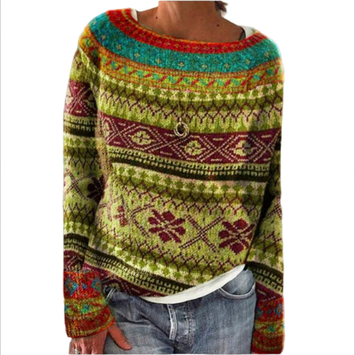 ScandiKnit - Damski sweter ze skandynawskim wzorem