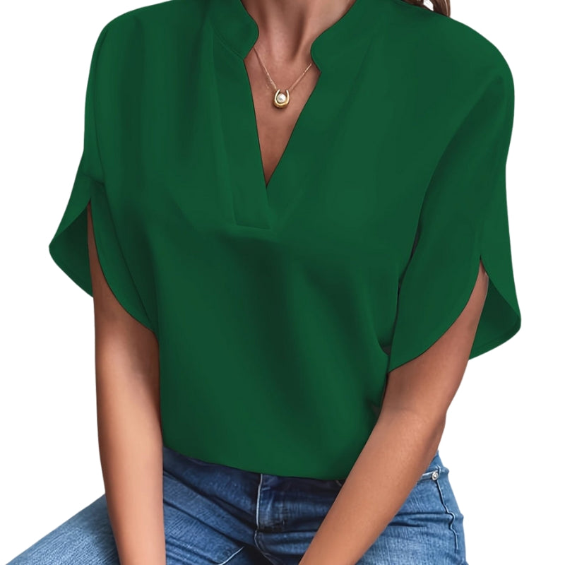 Audrey - V-Neck Blouse with Short Sleeves