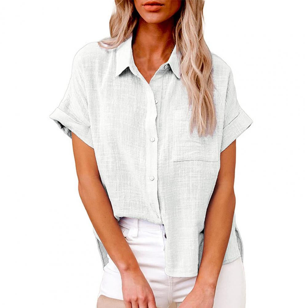 Sofia – Bluza casual largă cu mâneci scurte și nasturi